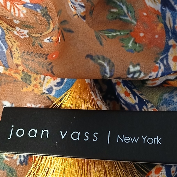 Joan Vass Women Floral Bohemian Boho Hippy Festival Blouse Tassel Top Medium NEW - Picture 5 of 11